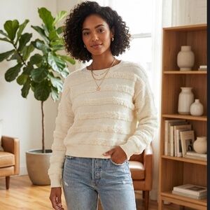 Dreamers by Debut Cream Textured Stripe Knit SweaterNWOT  spring large boho